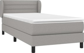 vidaXL Κρεβάτι Boxspring με Στρώμα Ανοιχτό Γκρι 90x200 εκ. Υφασμάτινο
