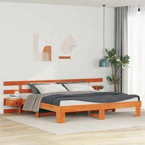 vidaXL Σκελετός Κρεβατιού Καφέ 200 x 200 cm Μασίφ ξύλο πεύκου