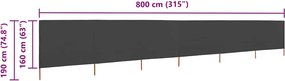 vidaXL Προστατευτικό Αέρα με 6 Πάνελ Ανθρακί 800 x 160 εκ. Υφασμάτινο