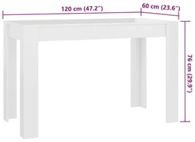 vidaXL Τραπεζαρία Γυαλιστερό Λευκό 120 x 60 x 76 εκ. από Επεξ. Ξύλο