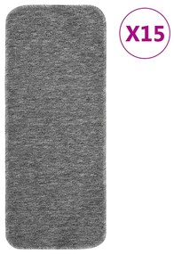 vidaXL Πατάκια Σκάλας Αντιολισθητικά Ορθογώνια 15 τεμ. Γκρι 60x25 εκ.