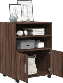 vidaXL Ντουλάπι Με Ροδάκια Καφέ Δρυς 60x48x81 εκ. Επεξεργασμένο Ξύλο