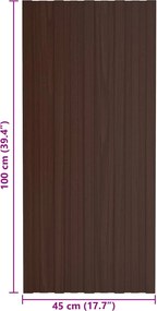 vidaXL Πάνελ οροφής 36 τεμ. Καφέ 100 x 45 cm Γαλβανισμένος χάλυβας