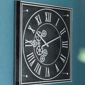 Artekko Clock Ρολόι Τοίχου με Γρανάζια Μέταλλο/Γυαλί Μαύρο (61x61x6)cm