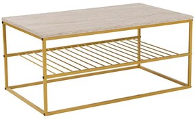 Τραπέζι Σαλονιού Asude 854KLN4751 95x55x42cm Travertine Beige-Gold