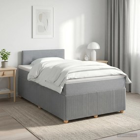 vidaXL Κρεβάτι box spring με στρώμα Ανοιχτό γκρι 120 x 200 cm Ύφασμα