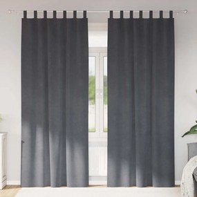 vidaXL Κουρτίνες με κουρτίνες 2 pcs Ανοιχτό γκρι 140 x 225 cm Βελούδο