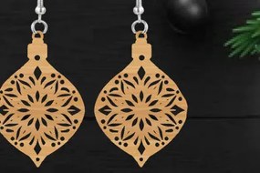 Σετ των 3 Intra απο ξύλο plywood 3mm-4mm πάχος κοπής με λέιζερ Χριστουγεννιάτικο σκουλαρίκι Δίασταση 3x3 cm INTRAFABR-111323702