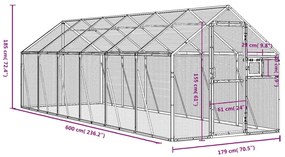 vidaXL Κλουβί Ανθρακί 1,79 x 6 x 1,85 μ. από Αλουμίνιο