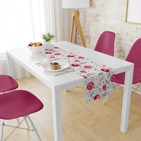 Τραβέρσα Αλέκιαστη Pomegranate 458 White-Pink DimCol 40 Χ 180 40x180cm Βαμβάκι-Πολυέστερ