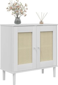 vidaXL Ντουλάπι SENJA Λευκό / Όψη Ρατάν 80x35x80 εκ. Μασίφ Ξύλο Πεύκου