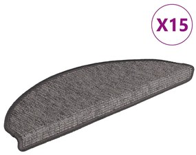 vidaXL Πατάκια Σκαλιών 15 τεμ. Μεγάλα Μπεζ και Γκρι Ημίστρογγυλά 65x21x4 εκ.