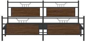 vidaXL Σκελετός Κρεβ. Χωρίς Στρώμα Καφέ Δρυς 200x200 εκ. Μεταλλικό