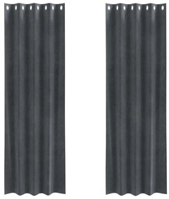 vidaXL Κουρτίνες με κουρτίνες 2 pcs Ανοιχτό γκρι 140 x 225 cm Βελούδο