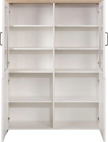 Bιτρίνα VERNE Δίφυλλη  114.8x37.2x153cm Λευκό/Φυσικός Δρυς