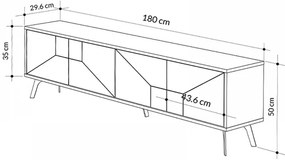 Έπιπλο τηλεόρασης Dune Megapap χρώμα λευκό αντικέ 180x29,6x50εκ.