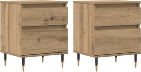 vidaXL Κομοδίνα 2 τεμ. τεχνίτης Δρυς 40 x 35 x 50 εκ. από Επεξεργ Ξύλο