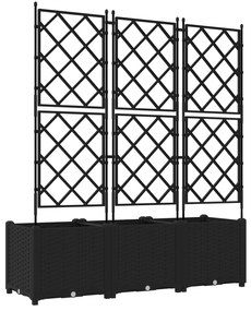 vidaXL Γλάστρα Κήπου με Τρέλλις 3 τμχ Μαύρη 120x40x143 εκ.
