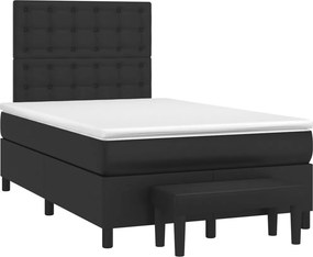 vidaXL Κρεβάτι Boxspring με Στρώμα Μαύρο 120 x 200 εκ. Συνθετικό Δέρμα