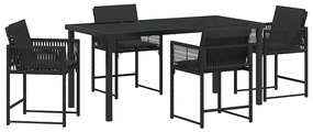 vidaXL Σέτ φαγητού για κήπο 5 pcs Μαύρο συνθετικό ρατάν