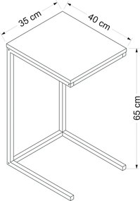 Τραπεζάκι καναπέ C τύπου μέταλλο και ξύλο 35x40x65 cm