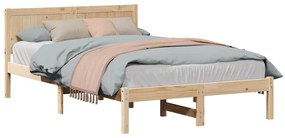 vidaXL Σκελετός Κρεβατιού Καφέ 140 x 190 cm Μασίφ ξύλο πεύκου