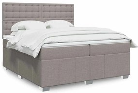 vidaXL Κρεβάτι Boxspring με Στρώμα Taupe 200x200 εκ. Υφασμάτινο