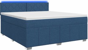 vidaXL Κρεβάτι box spring με στρώμα Μπλε 140 x 190 cm Ύφασμα