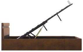 vidaXL Πλαίσιο Κρεβατιού με Αποθ. Χώρο/LED Καφέ 120x200 εκ. Ύφασμα