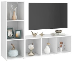 vidaXL Έπιπλα Τηλεόρασης 2 τεμ. Λευκά 107 x 35 x 37 εκ. Μοριοσανίδα