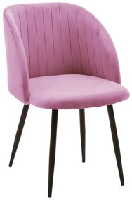 Πολυθρόνα Oasis pakoworld βελούδο ροζ-πόδι μαύρο μέταλλο 54x52x84εκ Σετ 2 Τεμαχίων