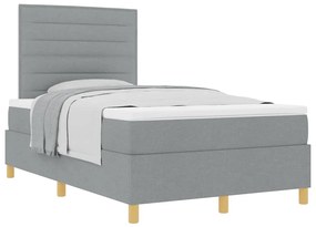 vidaXL Κρεβάτι με ελατήρια με στρώμα Ανοιχτό γκρι 120 x 200 cm ύφασμα