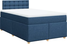 vidaXL Κρεβάτι Boxspring με Στρώμα Μπλε 120x200 εκ. Υφασμάτινο