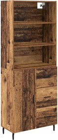 vidaXL Highboard με συρτάρι 2 pcs Παλιό Ξύλο Επεξεργασμένο ξύλο