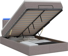 vidaXL Κρεβάτι Ottoman με Στρώμα και LED Taupe 120 x 200 cm Ύφασμα