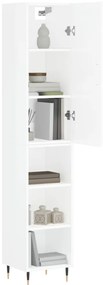 vidaXL Ντουλάπι Γυαλ. Λευκό 34,5 x 34 x 180 εκ. από Επεξεργασμένο Ξύλο