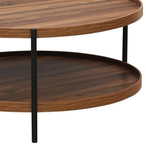 Τραπέζι σαλονιού Portogie mdf καρυδί-μέταλλο μαύρο Φ80x40εκ 80x80x40 εκ.