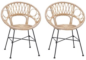 vidaXL Καρέκλα τραπεζαρίας 2 pcs Φυσικό 49 x 51 x 81 εκ