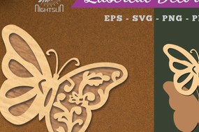 Σετ των 2 Intra απο ξύλο plywood 3mm-4mm πάχος Διακόσμηση κοπής με λέιζερ πεταλούδας 6 Δίασταση 15x15 cm INTRAFABR-112908913