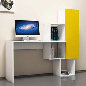 Stewehome Γραφείο με βιβλιοθήκη Καρυδιά Λευκό 145x45x142 cm