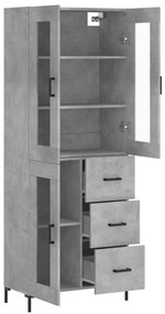 vidaXL Ντουλάπι Γκρι Σκυροδέματος 69,5x34x180 εκ. Επεξεργασμένο Ξύλο