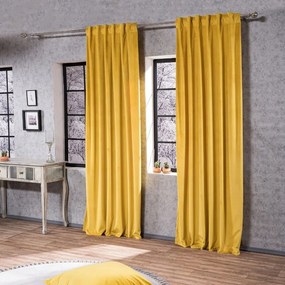 Κουρτίνα Velvet Με Τρέσα 14 Yellow 140x260cm Teoran 140X260 Cotton-Acrylic