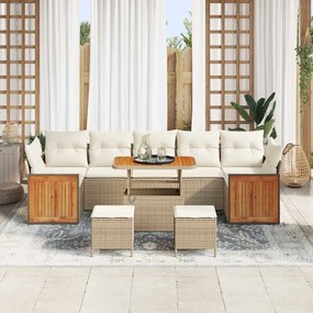 vidaXL Σετ Καναπέ Κήπου 10 pcs μπεζ και κρεμ 90 x 55 x 71 cm