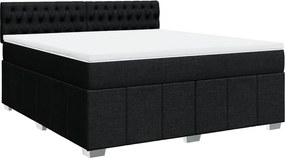 vidaXL Κρεβάτι Boxspring με Στρώμα Μαύρο 180x200 εκ. Υφασμάτινο