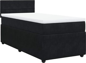 vidaXL Κρεβάτι Boxspring με Στρώμα Μαύρο 90x200 εκ. Βελούδινο