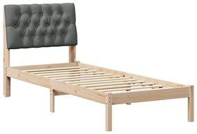 vidaXL Σκελετός Κρεβατιού με Επενδεδυμένο Κεφαλάρι Καφέ 75 x 190 cm