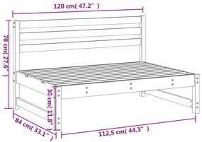 Καναπές Κήπου Μεσαίος Μελί 120 x 80 εκ. από Μασίφ Ξύλο Πεύκου - Καφέ