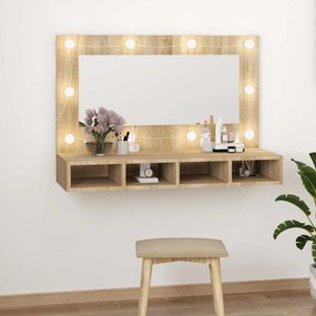 vidaXL Έπιπλο Καθρέπτη με LED Sonoma Δρυς 90x31,5x62 εκ.
