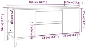 Έπιπλο Τηλεόρασης Γκρι Σκυροδέματος 102x44,5x50 εκ. Επεξ. Ξύλο - Γκρι