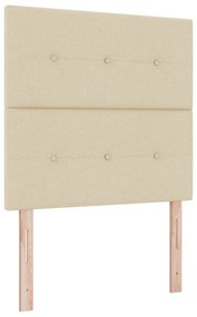 vidaXL Κρεβάτι Box Spring με Στρώμα & LED Κρεμ 90x200 εκ. Υφάσματος